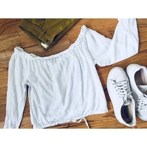White Crop Off-Shoulder Top